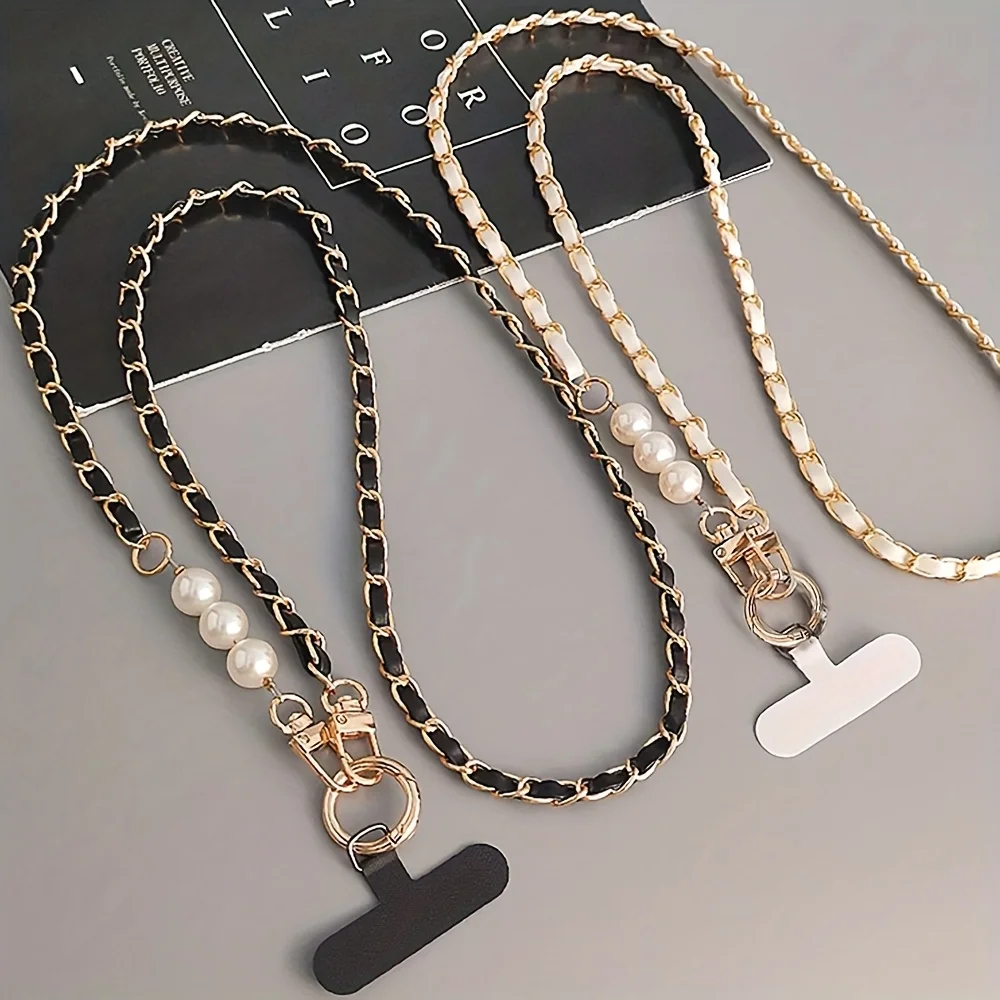 Universal mobile phone lanyard with long neck and shoulder lanyard design, specially designed for women, with pearl pickup chain
Universal mobile phone lanyard with long neck and shoulder lanyard design, specially designed for women, with pearl pickup chain