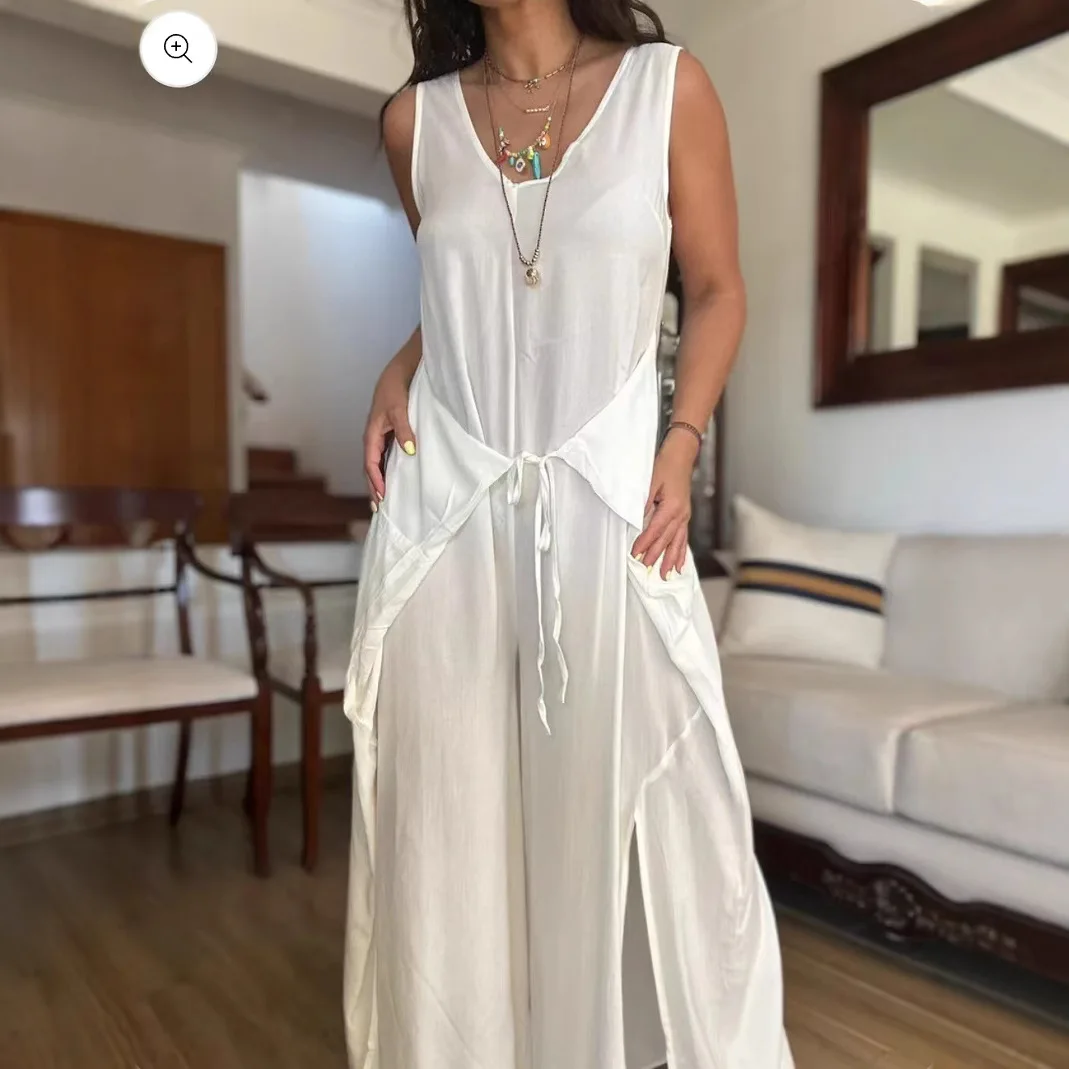 New Summer Loose White Sleeveless Irregular Jumpsuits Women's Summer Sleeveless Fashion Lace-up Casual Streetwear Woman Rompers
New Summer Loose White Sleeveless Irregular Jumpsuits Women's Summer Sleeveless Fashion Lace-up Casual Streetwear Woman Rompers