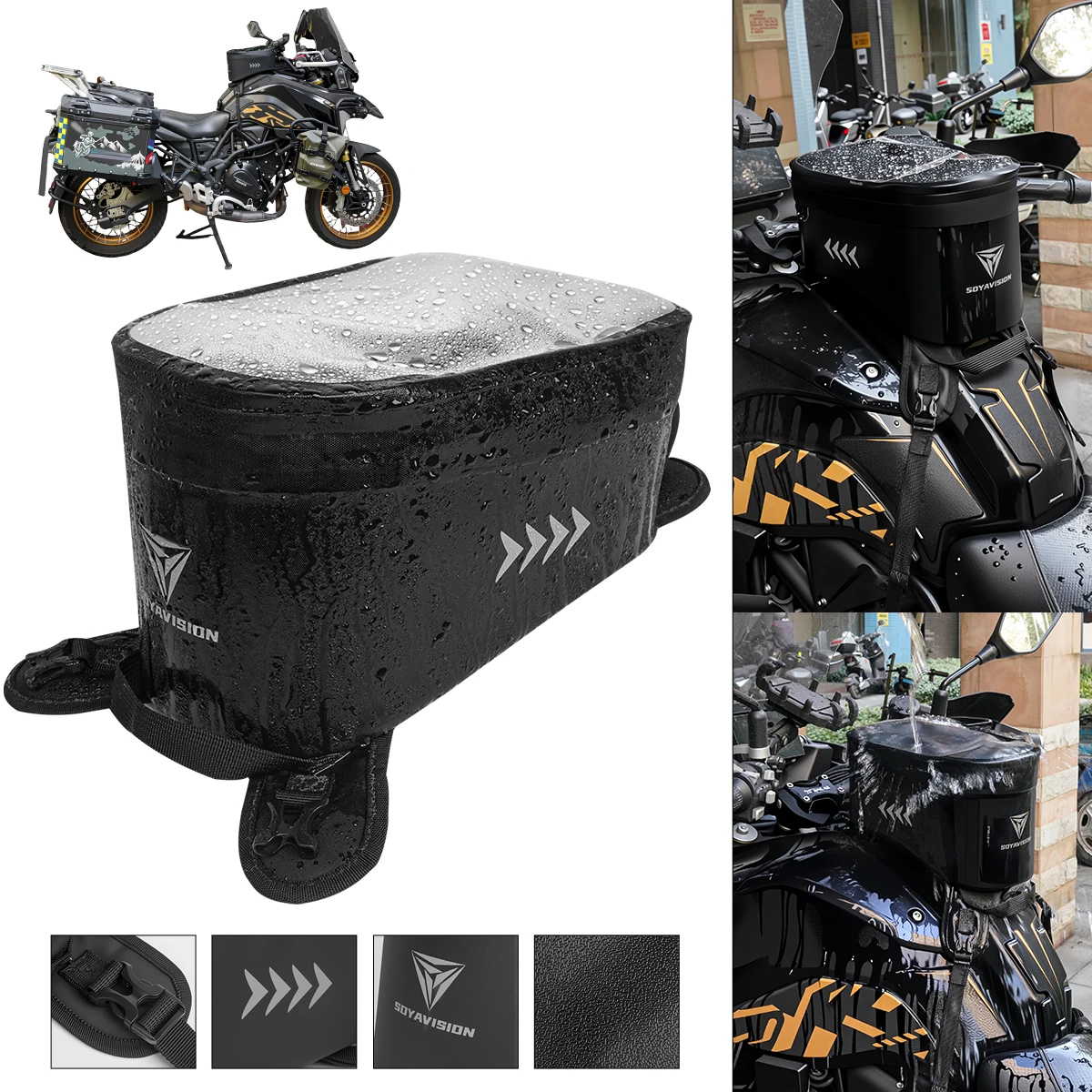 Водонепроницаемая сумка на бак мотоцикла, магнитное крепление для телефона с сенсорным экраном, быстросъемный ремень для навигации и багажа
Водонепроницаемая сумка на бак мотоцикла, магнитное крепление для телефона с сенсорным экраном, быстросъемный ремень для навигации и багажа
