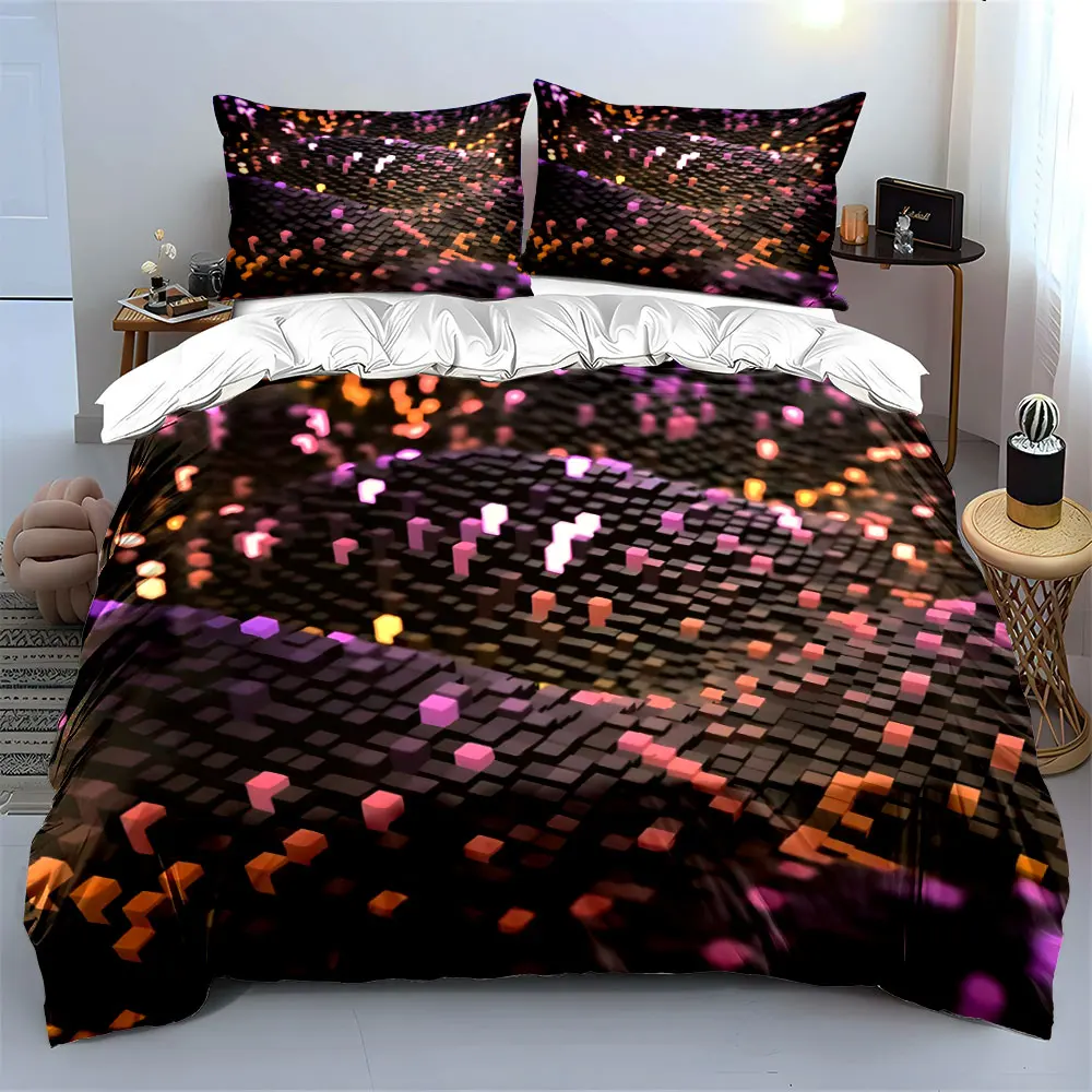 3Pcs 3D Pixel Mountain Bedding Set, Neon Cube Night Scene Print Duvet Cover 2 Pillowcases Single Double King Queen, Gift
3Pcs 3D Pixel Mountain Bedding Set, Neon Cube Night Scene Print Duvet Cover 2 Pillowcases Single Double King Queen, Gift