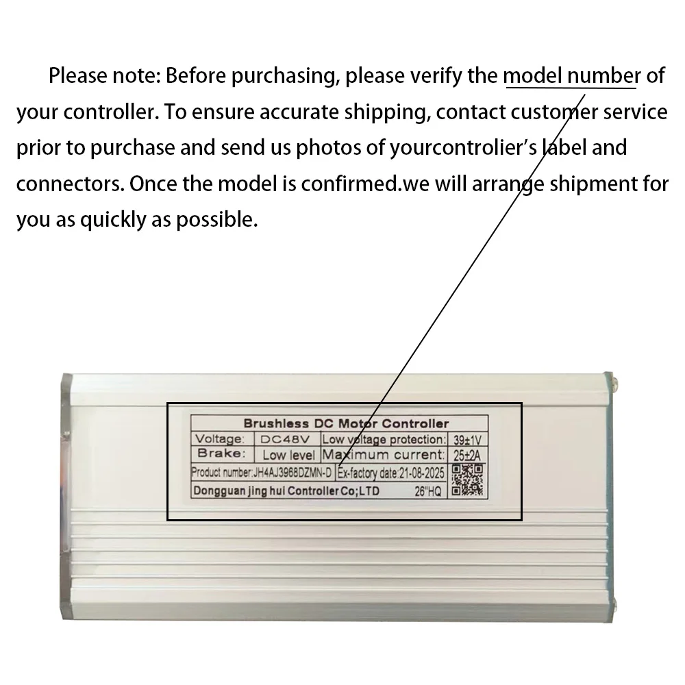 Brushless Motor Controller JH4AJ3968DZMN-D 48V 25A E-Bike Scooter Universal E-Bike Conversion Kit Bicycle Speed Controller
Brushless Motor Controller JH4AJ3968DZMN-D 48V 25A E-Bike Scooter Universal E-Bike Conversion Kit Bicycle Speed Controller