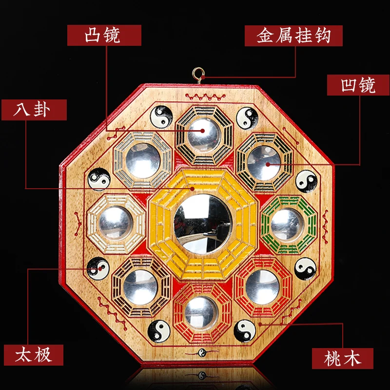 Wholesale Taoism Buddhist supplies Family yard Porch hallway shop wall exorcise evil spirits peach wood Feng Shui Ba Gua mirror
Wholesale Taoism Buddhist supplies Family yard Porch hallway shop wall exorcise evil spirits peach wood Feng Shui Ba Gua mirror