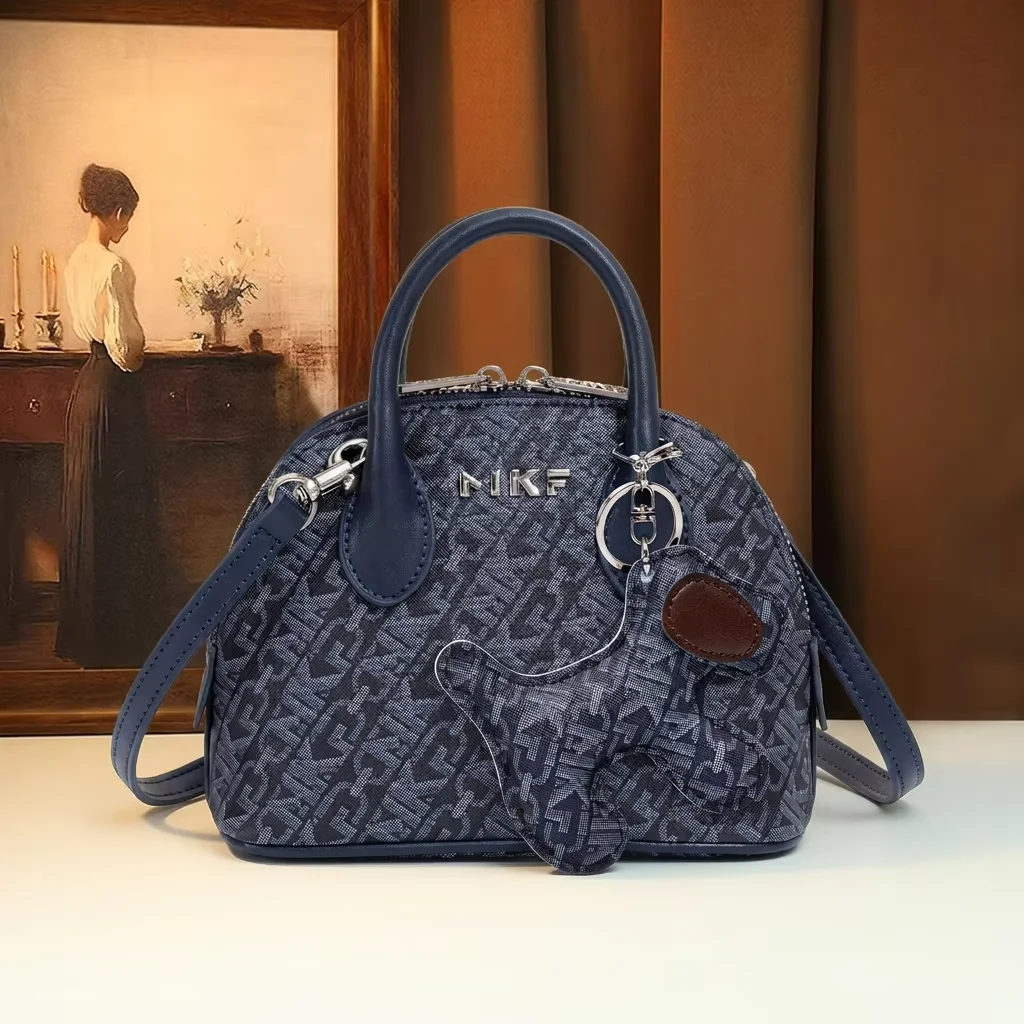 Vintage Monogram Shell Bag for Women Navy Blue Retro Dome Handbag with Dog Charm PU Leather Shoulder Crossbody Satchel Purse
Vintage Monogram Shell Bag for Women Navy Blue Retro Dome Handbag with Dog Charm PU Leather Shoulder Crossbody Satchel Purse