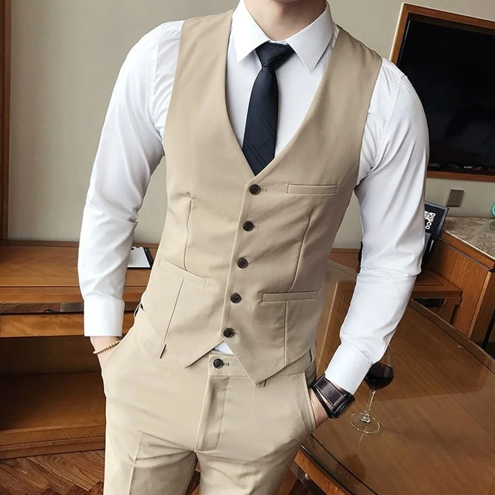 Casual Suit Vest for Men's Suit Single-Breasted Elegant Man Vest Polyester Fabric Welt Pockets Solid Color V-Neck Business Style
Casual Suit Vest for Men's Suit Single-Breasted Elegant Man Vest Polyester Fabric Welt Pockets Solid Color V-Neck Business Style
