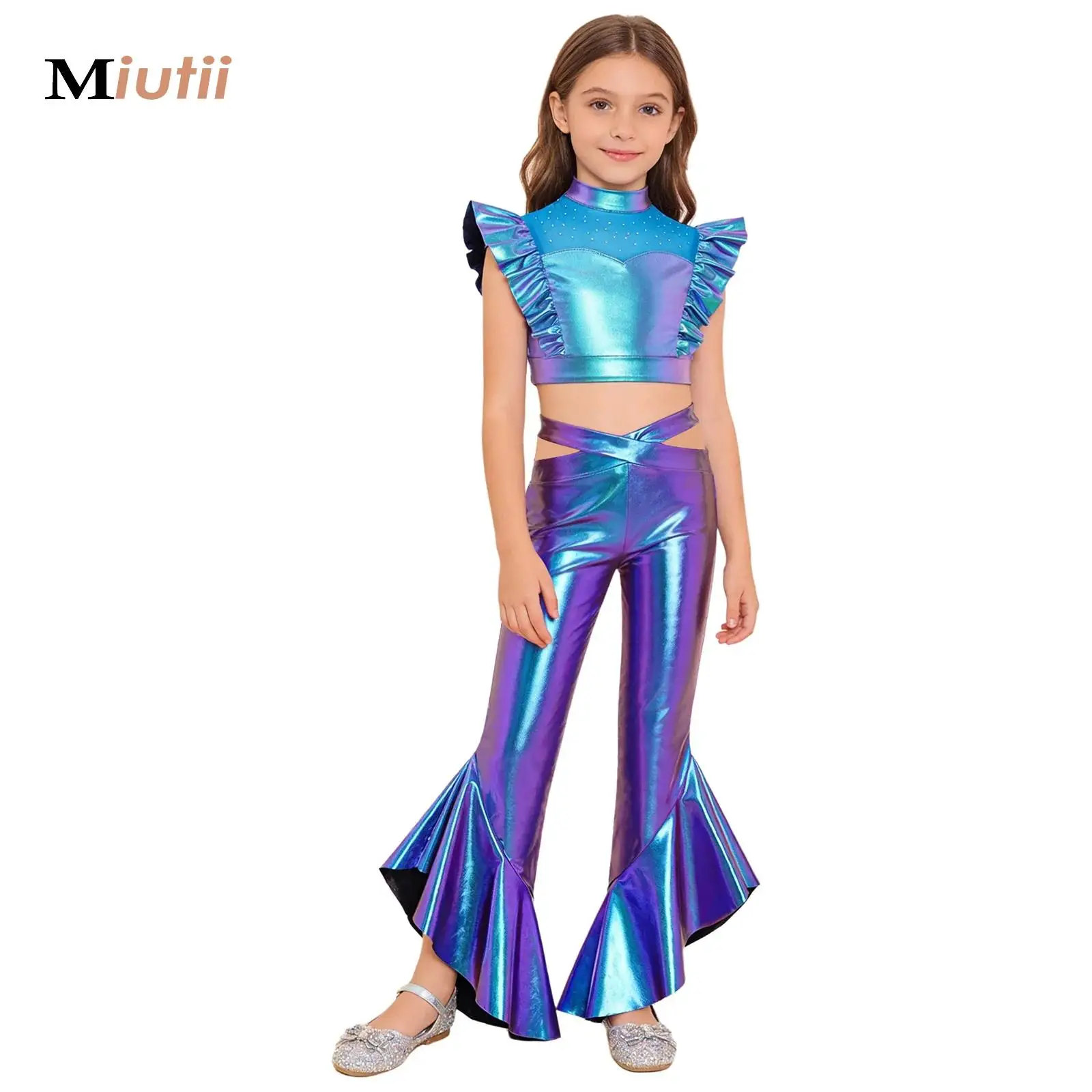 Kid Girls Glitter Metallic Jazz Ballet Dance Sets Figure Skating Costume Outfits for Modern Latin Jazz Dancing Stage Performance
Kid Girls Glitter Metallic Jazz Ballet Dance Sets Figure Skating Costume Outfits for Modern Latin Jazz Dancing Stage Performance