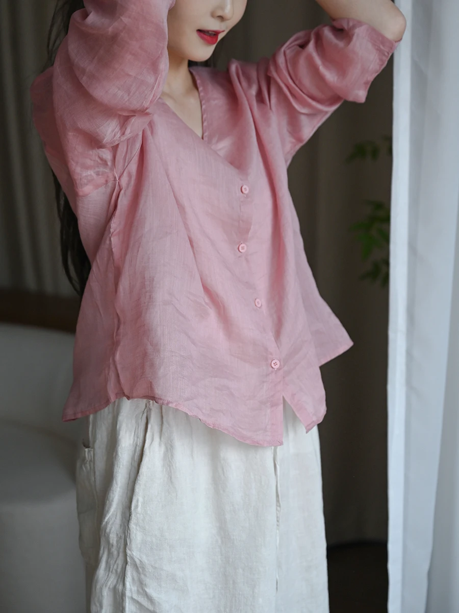 Loose Cotton Linen irt Transparent Sun Protection Women's Ethnic Sle Artistic Long Sve V-Ne Button up Casual irt
Loose Cotton Linen irt Transparent Sun Protection Women's Ethnic Sle Artistic Long Sve V-Ne Button up Casual irt