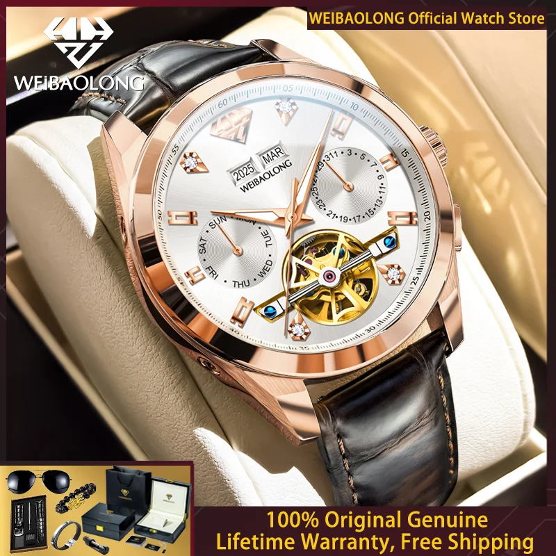 WEIBAOLONG 3806 Men Watch Luxury Skeleton Flywheel All Automatic Mechanical Watch High Genuine Leather Men Real Diamond Watch
WEIBAOLONG 3806 Men Watch Luxury Skeleton Flywheel All Automatic Mechanical Watch High Genuine Leather Men Real Diamond Watch