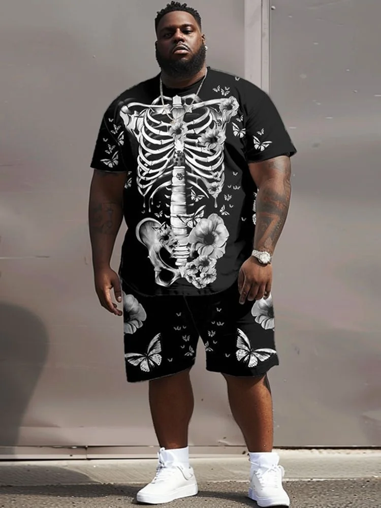2026 Plus Size Men's 2 Piece Set, Skeleton Butterfly Print Short Sleeve T-Shirt And Shorts, Summer Streetwear Casual Tracksuit
2026 Plus Size Men's 2 Piece Set, Skeleton Butterfly Print Short Sleeve T-Shirt And Shorts, Summer Streetwear Casual Tracksuit