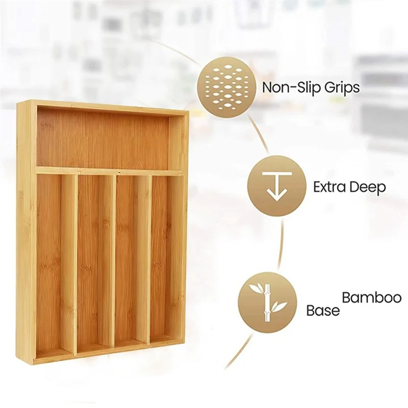 LICE-Bamboo Cutlery Silverware Tray Divider Storage Tray Rack Storage Box 5 Compartment Tray Kitchen Drawer Storage Rack
LICE-Bamboo Cutlery Silverware Tray Divider Storage Tray Rack Storage Box 5 Compartment Tray Kitchen Drawer Storage Rack