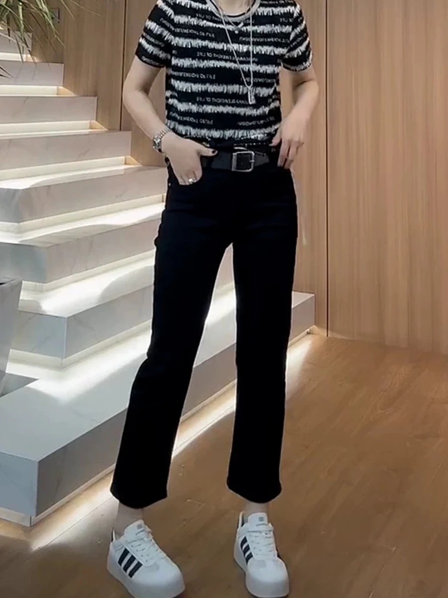 Джинсы женские с высокой талией, эластичные, прямые, утягивающие, весна-лето, девять частей, большие и маленькие размеры
Джинсы женские с высокой талией, эластичные, прямые, утягивающие, весна-лето, девять частей, большие и маленькие размеры