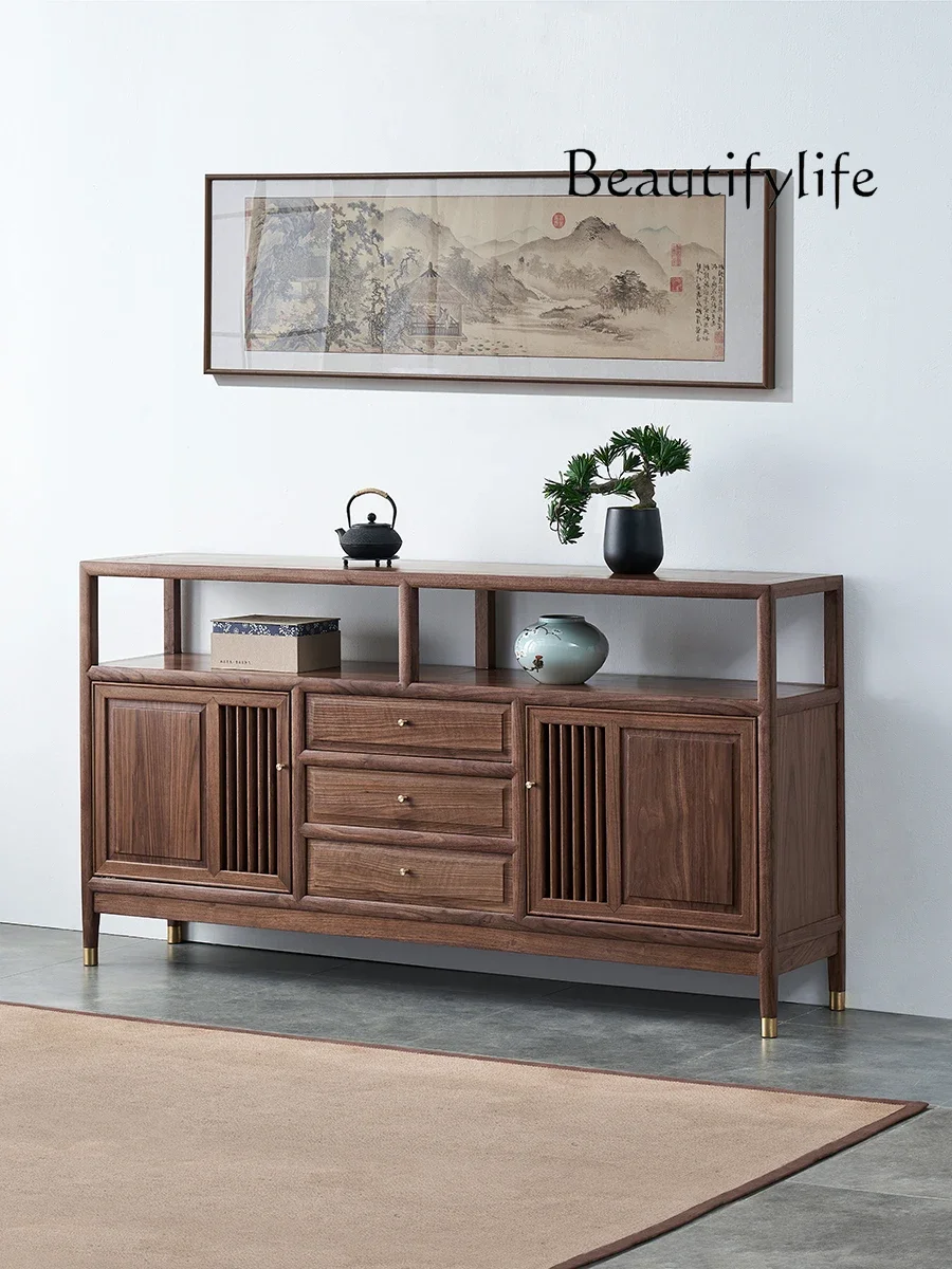 New Chinese Style Black Walnut Solid Wood Sideboard Modern Minimalist Locker Zen Hall Cabinet
New Chinese Style Black Walnut Solid Wood Sideboard Modern Minimalist Locker Zen Hall Cabinet