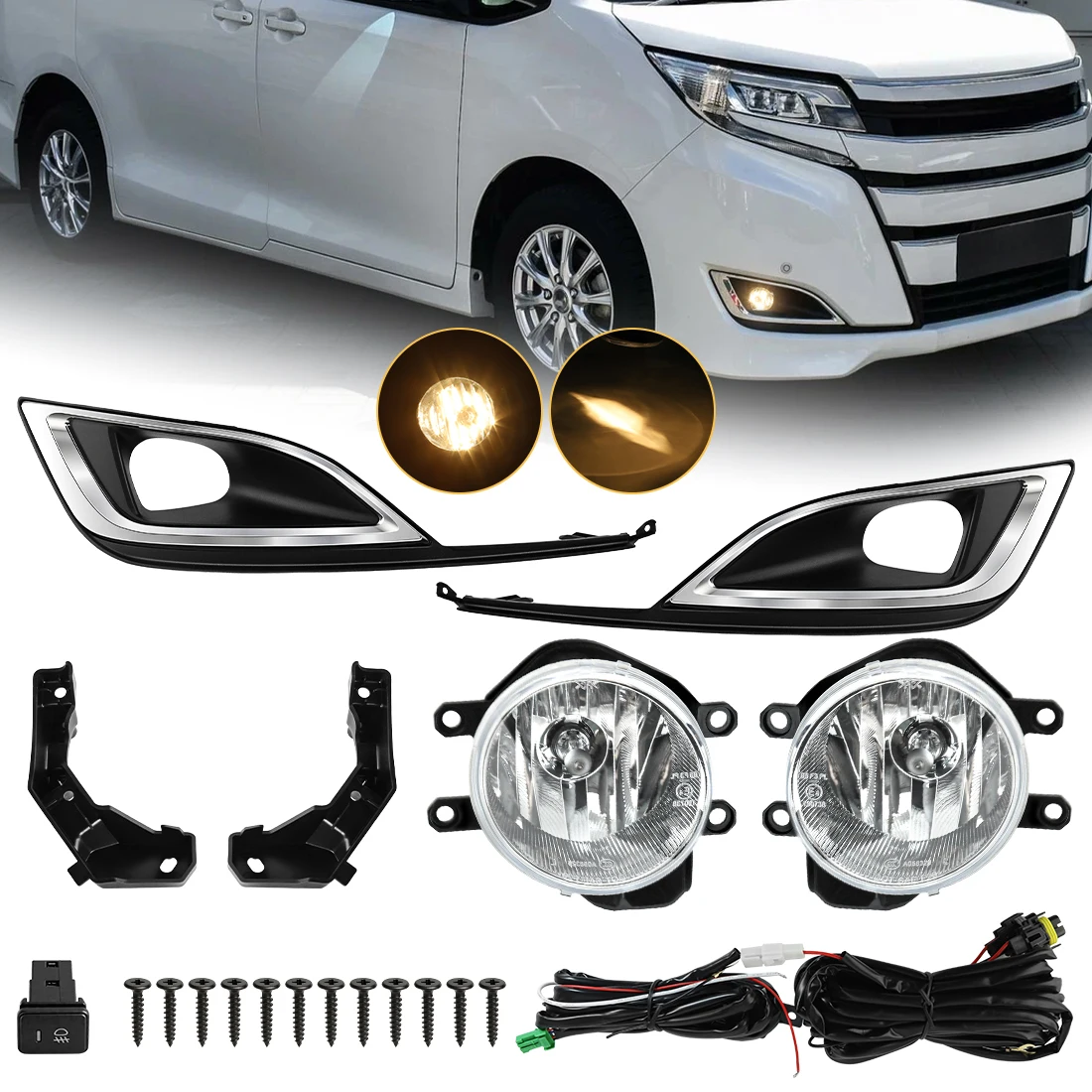 Halogen Fog Lamp For Toyota Noah 2018 2019 2020 2021 Front Foglight Assembly with Switch Wiring Driving Lamp Car Accessories 12V
Halogen Fog Lamp For Toyota Noah 2018 2019 2020 2021 Front Foglight Assembly with Switch Wiring Driving Lamp Car Accessories 12V