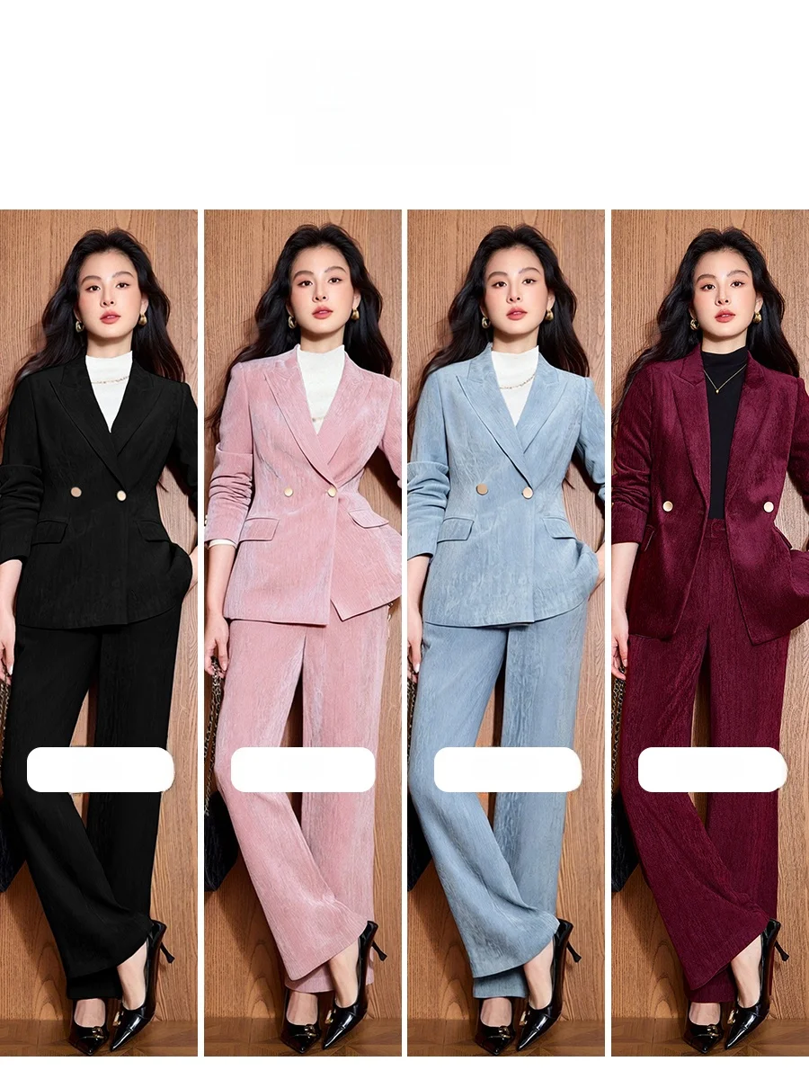 Chic Velvet Busin Suit Women's Ele Sle Long Sve Double Breasted Coat for Office Commute Autumn Winter Faion
Chic Velvet Busin Suit Women's Ele Sle Long Sve Double Breasted Coat for Office Commute Autumn Winter Faion
