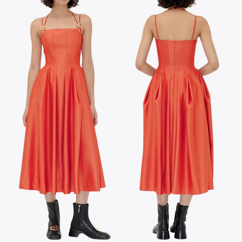 Customized Elegant Double Strap Flared Midi Dress A-Line Evening Dresses Formal Exquisite High Quality Prom Party Gown for Women
Customized Elegant Double Strap Flared Midi Dress A-Line Evening Dresses Formal Exquisite High Quality Prom Party Gown for Women