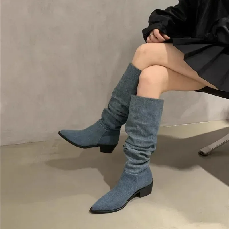Knee- High Boots Lady Slip On Simple Pleated Cow Suede Winter Botas Wide Calf Spring Autumn Woman Boots Bohemia Slouchy Boots
Knee- High Boots Lady Slip On Simple Pleated Cow Suede Winter Botas Wide Calf Spring Autumn Woman Boots Bohemia Slouchy Boots