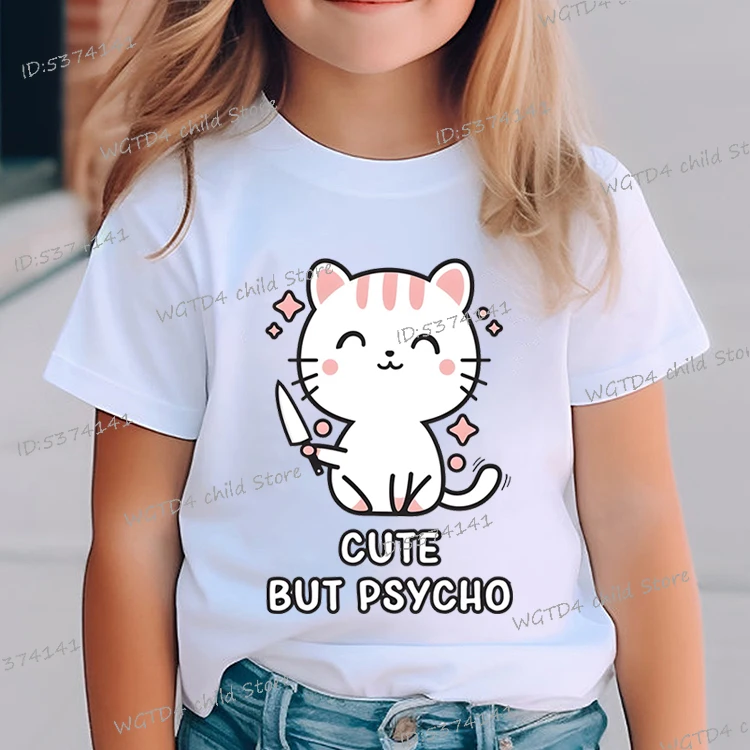 Kawaii Cat Cute But Psycho Graphic T Shirts Children Cute Animal Lovers Funny Kids Clothes Cartoon Cute Cat Baby Girl Clothing
Kawaii Cat Cute But Psycho Graphic T Shirts Children Cute Animal Lovers Funny Kids Clothes Cartoon Cute Cat Baby Girl Clothing