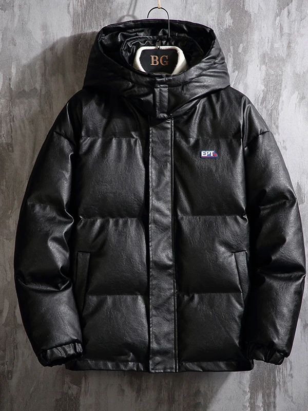Men's Winter Thiened down Cotton Jaet PU Leather Bread Coat Youth Faion Stand Fit Hooded Long Sve Warm Outerwear
Men's Winter Thiened down Cotton Jaet PU Leather Bread Coat Youth Faion Stand Fit Hooded Long Sve Warm Outerwear
