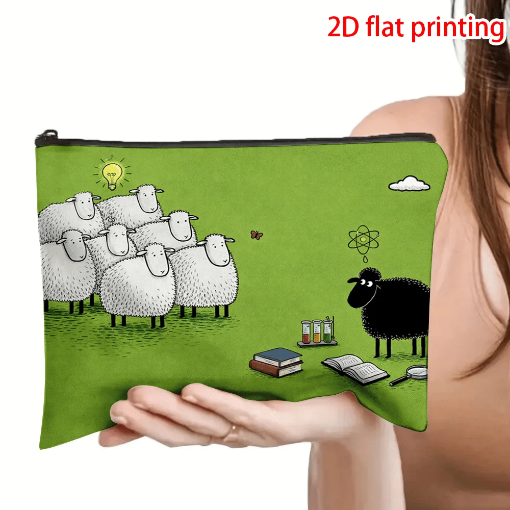 1pc Fashionable Cosmetic Bag with 2d Flat Printing, Green Background and Sheep Design, Durable Fabric with Zipper Closure Pouch
1pc Fashionable Cosmetic Bag with 2d Flat Printing, Green Background and Sheep Design, Durable Fabric with Zipper Closure Pouch