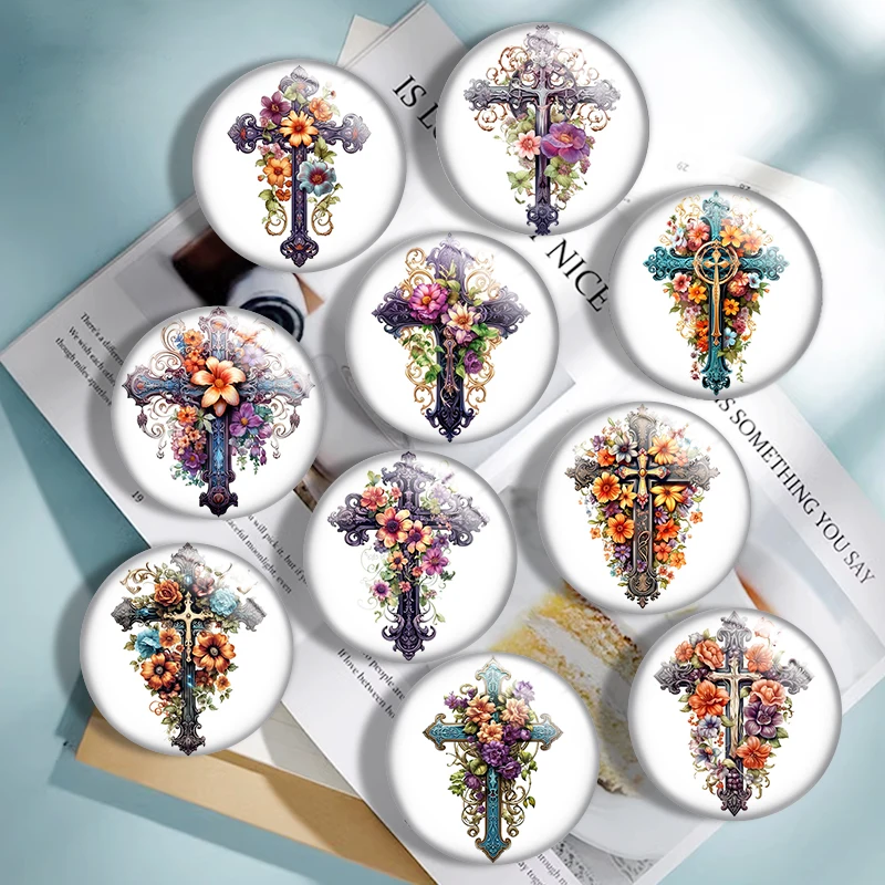 Watercolor Floral Cross mix 12mm/18mm/20mm/25mm Round photo glass cabochon demo flat back Making findings
Watercolor Floral Cross mix 12mm/18mm/20mm/25mm Round photo glass cabochon demo flat back Making findings