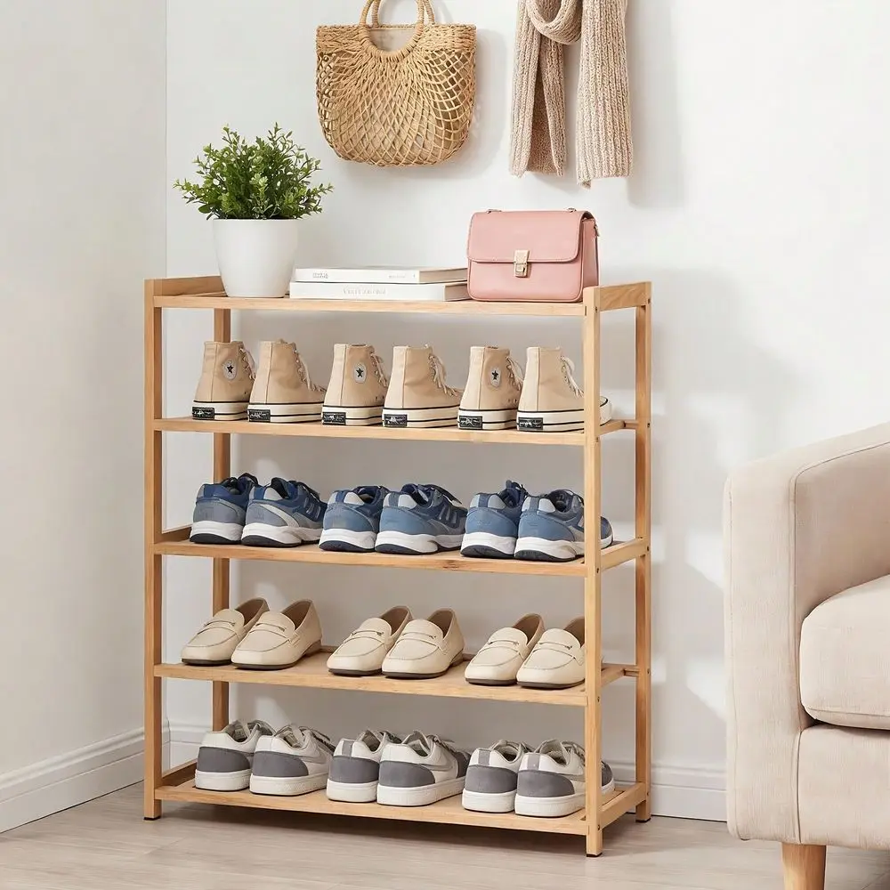 5Tier Solid Wood Shoe Rack, SpaceSaving Shoe Storage Organizer, Sturdy Entryway Shoe Shelf For Sneakers, Boots Heels
5Tier Solid Wood Shoe Rack, SpaceSaving Shoe Storage Organizer, Sturdy Entryway Shoe Shelf For Sneakers, Boots Heels
