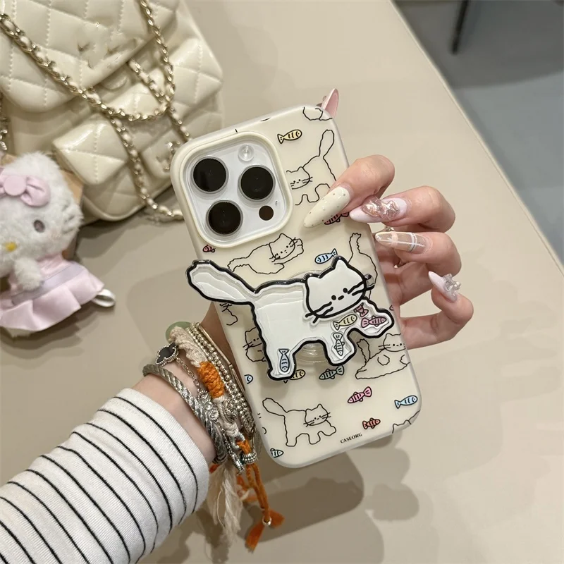 Japan Korea Cute line Cat fish KT Holder Phone Case For iPhone 13 14 15 16 Pro Max cartoon Funny Shake Cat fish Bracket Cover
Japan Korea Cute line Cat fish KT Holder Phone Case For iPhone 13 14 15 16 Pro Max cartoon Funny Shake Cat fish Bracket Cover