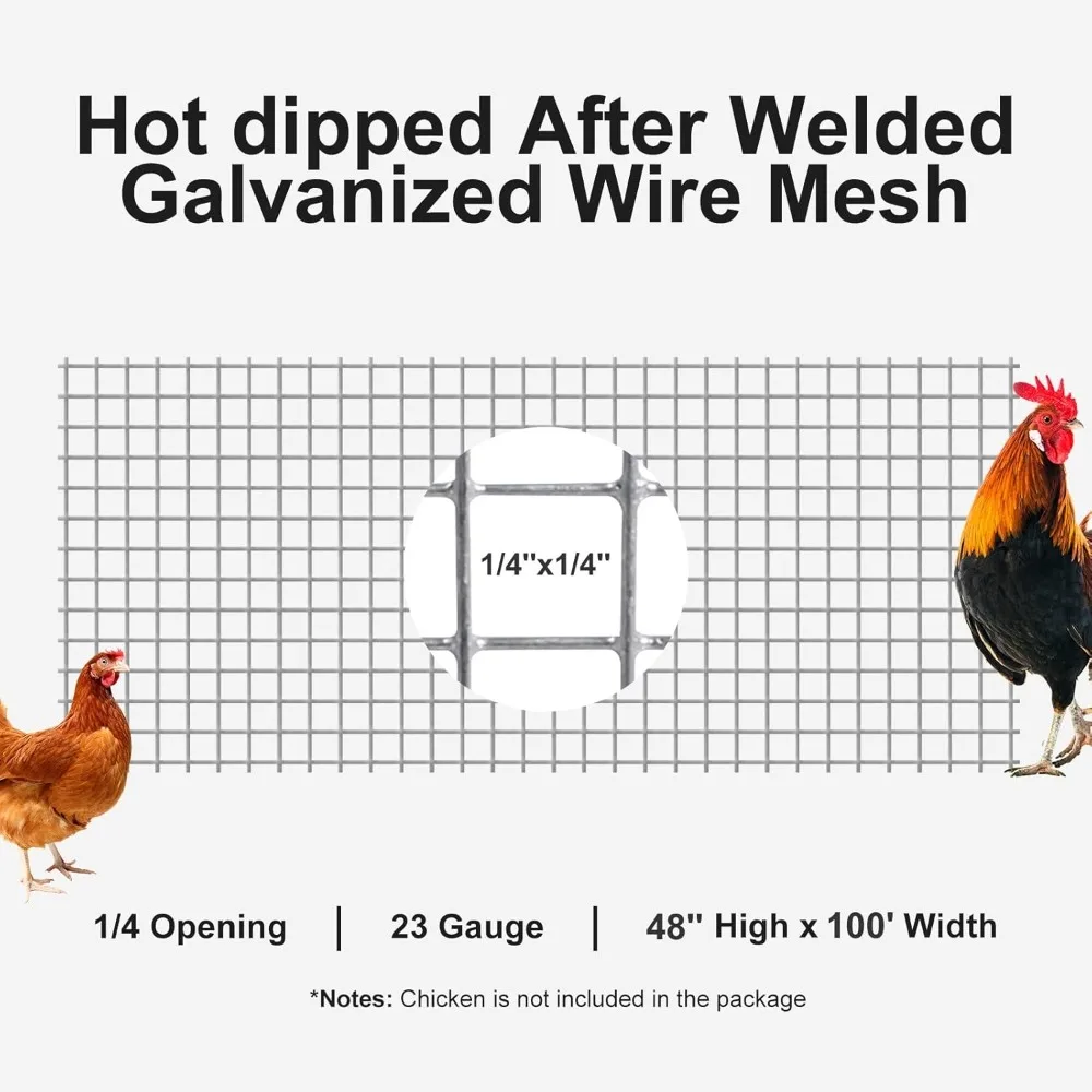 Hardware Cloth 1/4 inch 48 x 100 ft Wire Fencing: Galvanized Welded Garden Fence Roll Square Mesh
Hardware Cloth 1/4 inch 48 x 100 ft Wire Fencing: Galvanized Welded Garden Fence Roll Square Mesh
