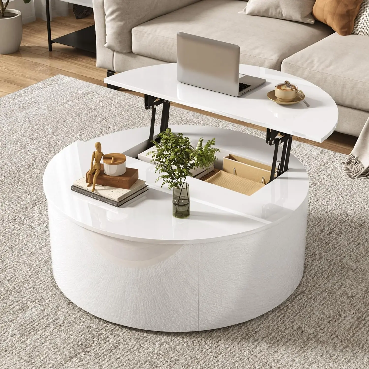 35" High Glossy Lift Top Coffee Table with Storage,Modern Center Table for Living Room Bedroom Office,White,Customized
35" High Glossy Lift Top Coffee Table with Storage,Modern Center Table for Living Room Bedroom Office,White,Customized