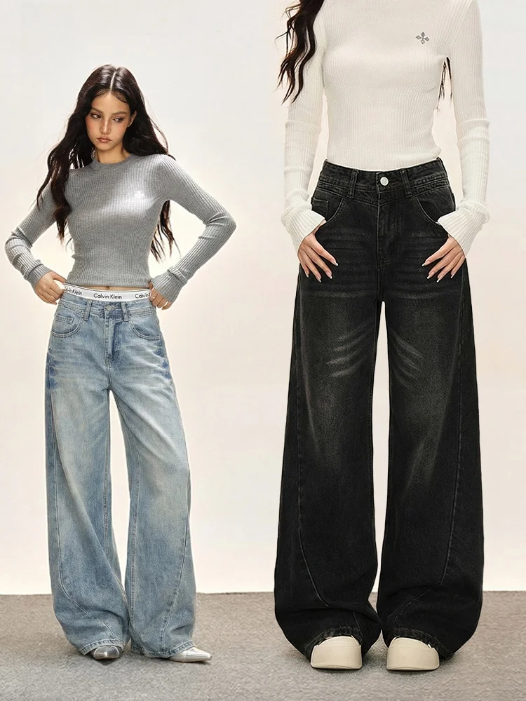 Retro American Denim Jeans Women Winter Spicy Waed Straight Leg Loose Casual Wide Leg Pants l Waist Button Fly
Retro American Denim Jeans Women Winter Spicy Waed Straight Leg Loose Casual Wide Leg Pants l Waist Button Fly