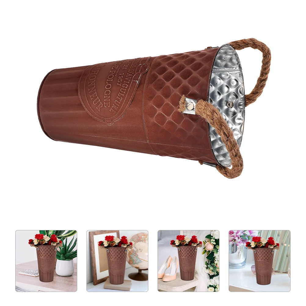 Retro Flower Bucket Metal Vase for Flowers Arrangement Wrought Iron Plant Rustic
Retro Flower Bucket Metal Vase for Flowers Arrangement Wrought Iron Plant Rustic