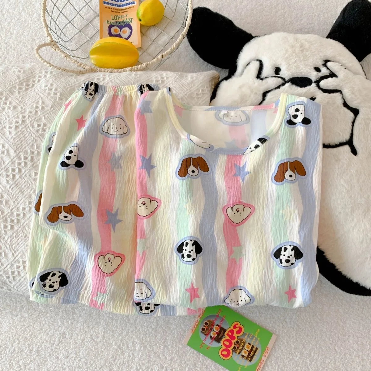 Kawaii Stripe Dog Women Pajamas Sets 2025 Summer Cotton PJ Set Y2K Korean Sleepwear Cute Loungewear Soft Tshirts Shorts Homewear
Kawaii Stripe Dog Women Pajamas Sets 2025 Summer Cotton PJ Set Y2K Korean Sleepwear Cute Loungewear Soft Tshirts Shorts Homewear