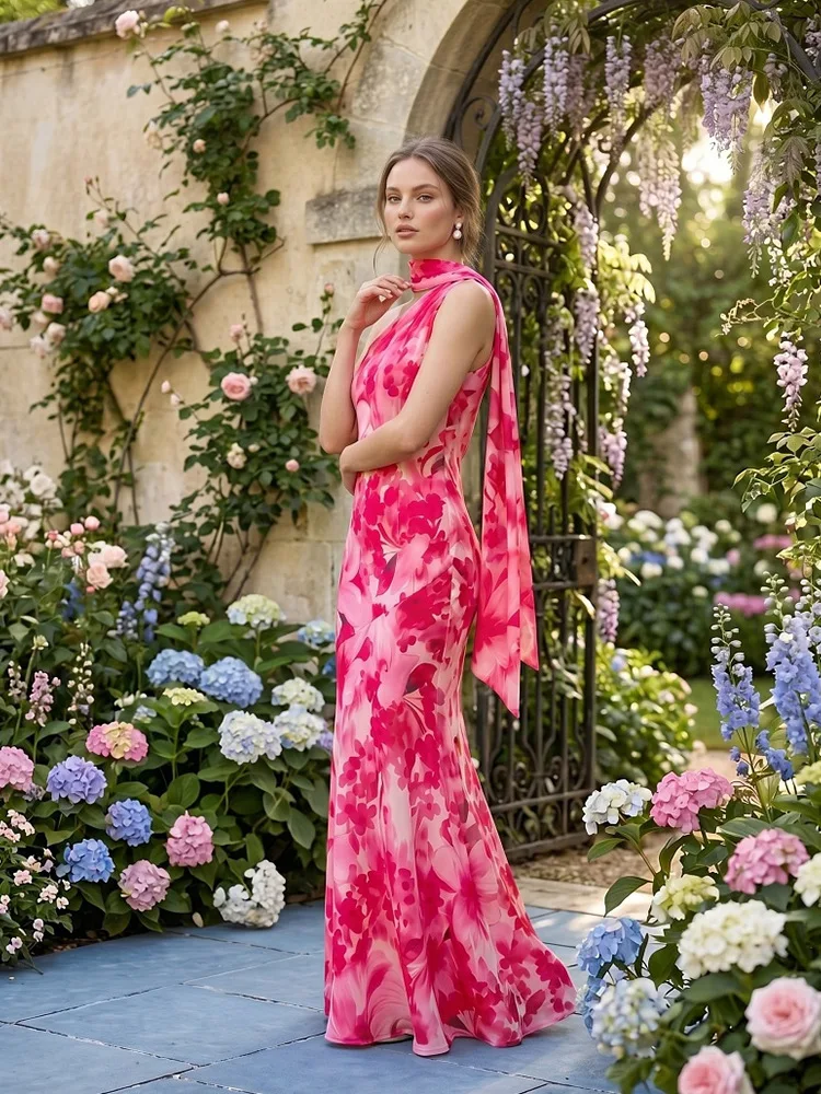 Fashionable Women’s One Shoulder Floral Printed Maxi Dress Sleeveless Backless Slim Dress Bohemian Style Evening Party Gowns
Fashionable Women’s One Shoulder Floral Printed Maxi Dress Sleeveless Backless Slim Dress Bohemian Style Evening Party Gowns
