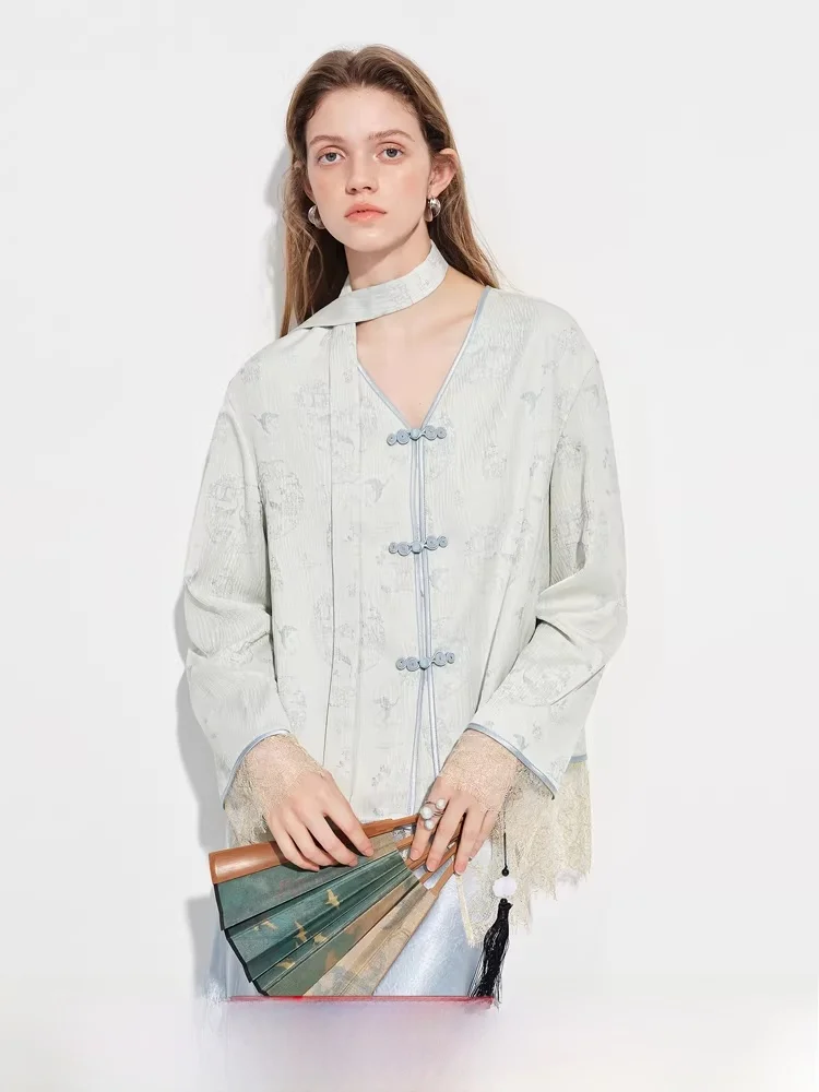 V-Ne ort Outerwear Women's Spring New Sle Splicing Lace Jaet Button Closure Chinese Sle Pleated Skirt Sle Outerwear
V-Ne ort Outerwear Women's Spring New Sle Splicing Lace Jaet Button Closure Chinese Sle Pleated Skirt Sle Outerwear