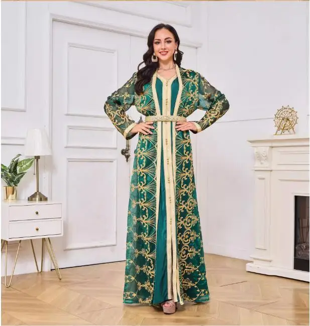 2024 Fashion Dubai Muslim Women's Kimono Embroidered Two Piece Set Temperament Dress
2024 Fashion Dubai Muslim Women's Kimono Embroidered Two Piece Set Temperament Dress