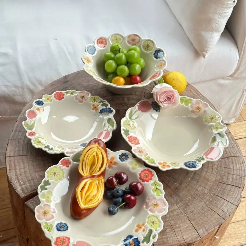 Flower Japanese retro creative dinner plate, high value underglaze ceramic tableware set
Flower Japanese retro creative dinner plate, high value underglaze ceramic tableware set