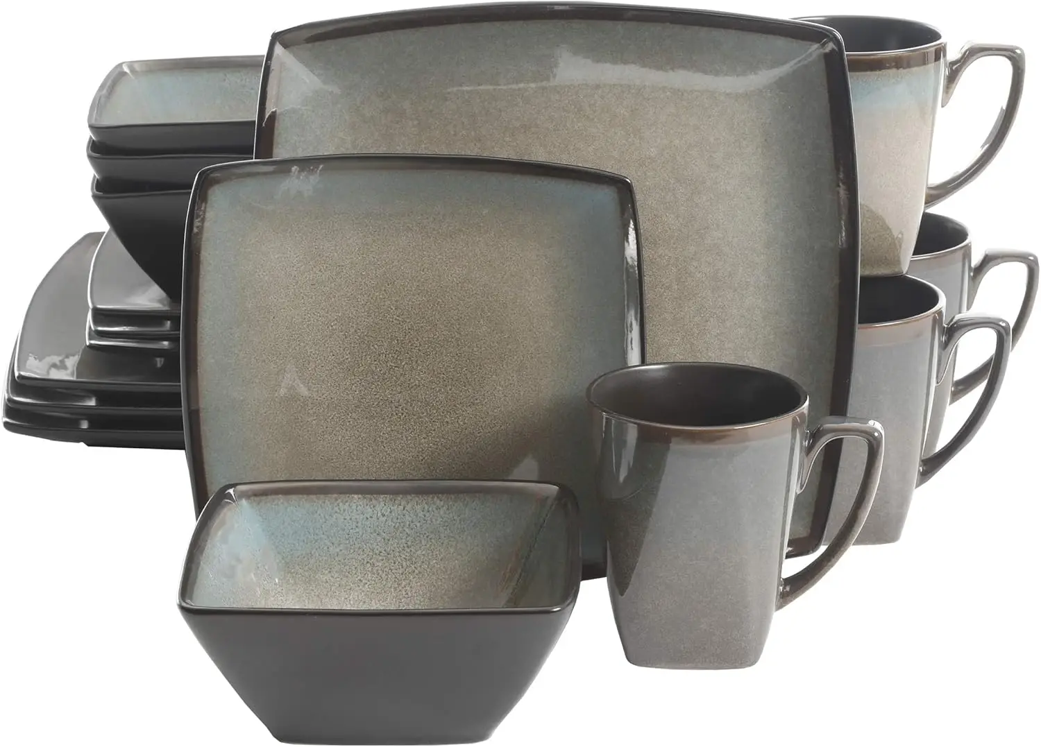 16-Piece Square Stoneware Dinnerware Set for 4, Reactive Glaze, Taupe, Dishwasher & Microwave Safe
16-Piece Square Stoneware Dinnerware Set for 4, Reactive Glaze, Taupe, Dishwasher & Microwave Safe