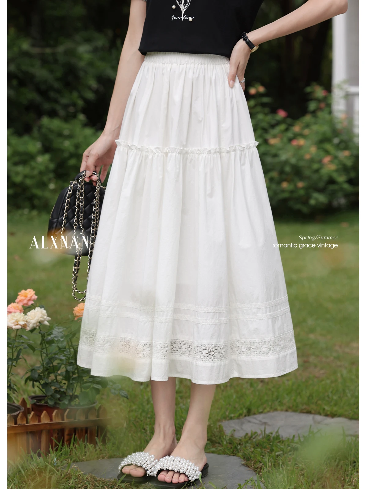 ALXNAN Women's Long Skirt White Lace Loose-fit Casual Cotton 100% Midi Skirt 2025 Summer Elastic Waist Female Clothing L36778
ALXNAN Women's Long Skirt White Lace Loose-fit Casual Cotton 100% Midi Skirt 2025 Summer Elastic Waist Female Clothing L36778