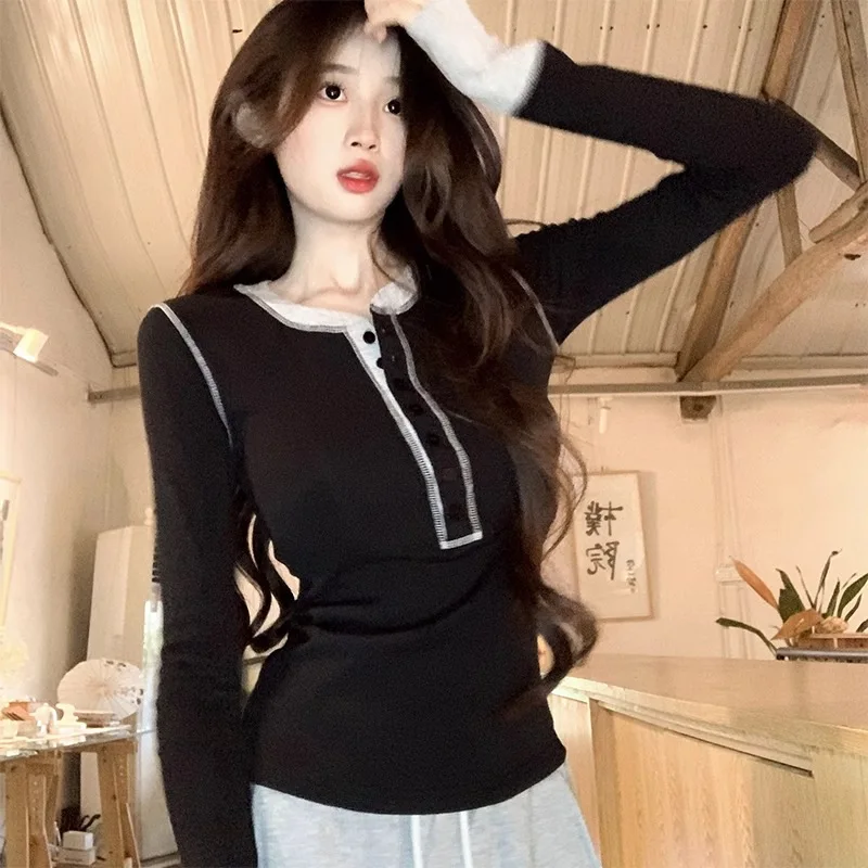 Long Sleeve T-shirts Women European Style Slim Sexy Vintage Contrasting Colors Tops Knit Autumn New Design Hot Girl High Street
Long Sleeve T-shirts Women European Style Slim Sexy Vintage Contrasting Colors Tops Knit Autumn New Design Hot Girl High Street