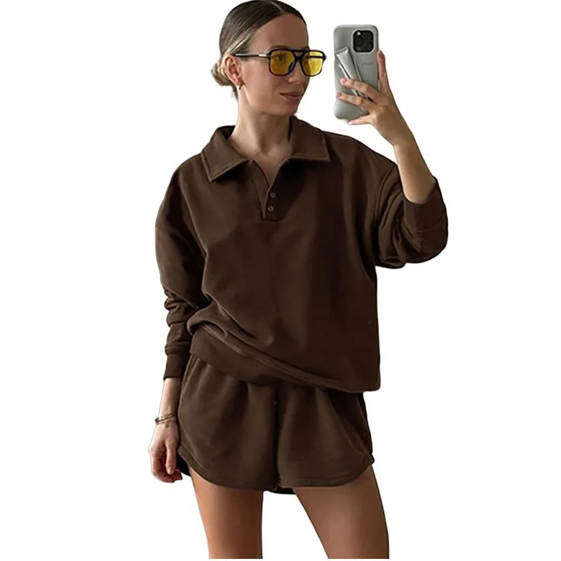 Versatile Sports Style Fashionable Casual Suit Autumn Lapel Long Sleeved Sweatshirt High Waisted Shorts Women's Two-piece Set
Versatile Sports Style Fashionable Casual Suit Autumn Lapel Long Sleeved Sweatshirt High Waisted Shorts Women's Two-piece Set