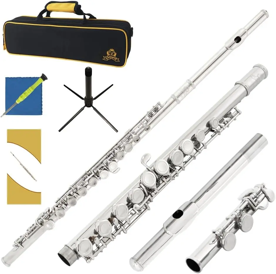16 Keys Closed Hole C Flute for Student Beginners with Cleaning Kit, Stand, Case, Gloves & Tuning Rod
16 Keys Closed Hole C Flute for Student Beginners with Cleaning Kit, Stand, Case, Gloves & Tuning Rod