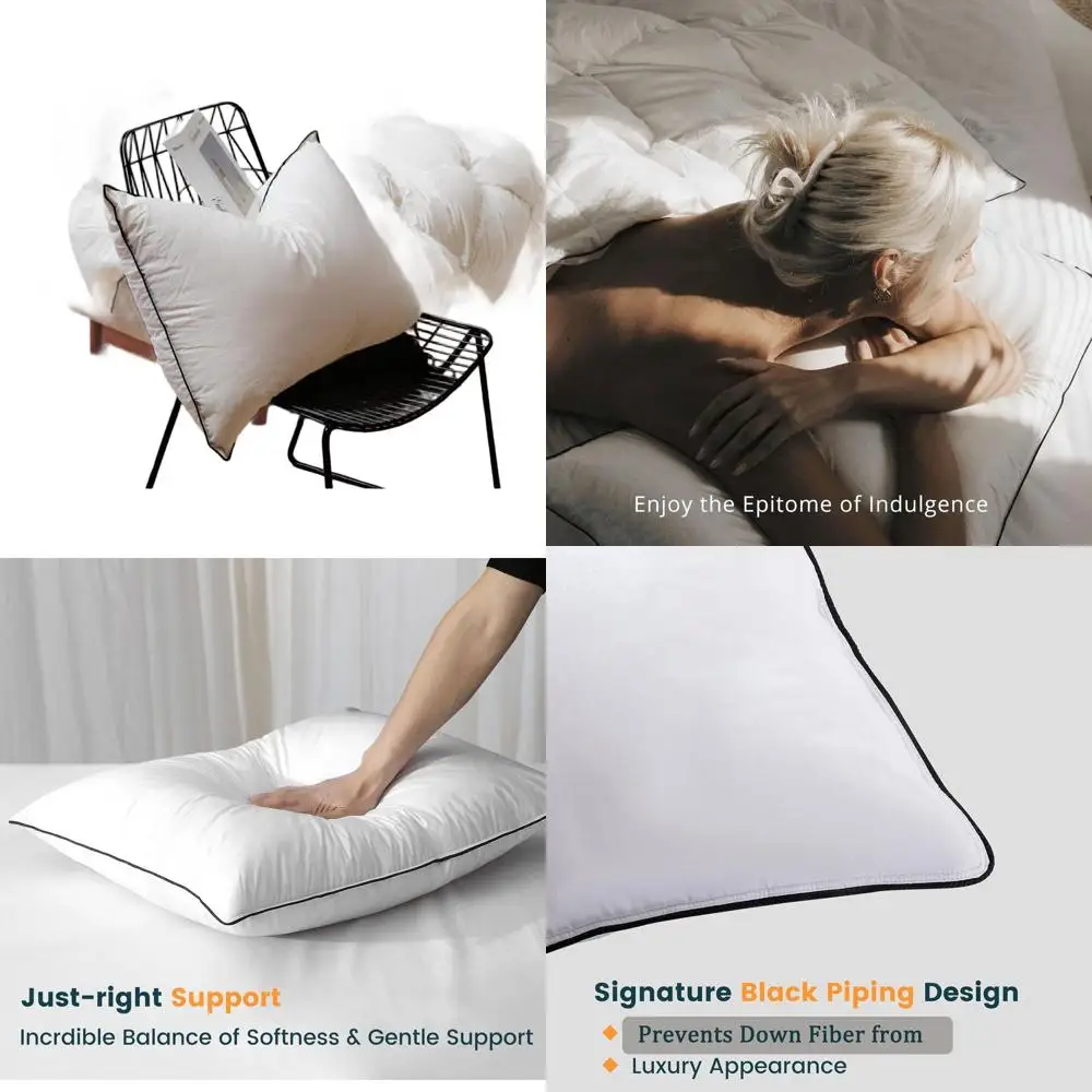 Luxury White Goose Down Pillow - Plush, Hypoallergenic, Hotel-Style Comfort and Support - Standard Size (20x26)
Luxury White Goose Down Pillow - Plush, Hypoallergenic, Hotel-Style Comfort and Support - Standard Size (20x26)