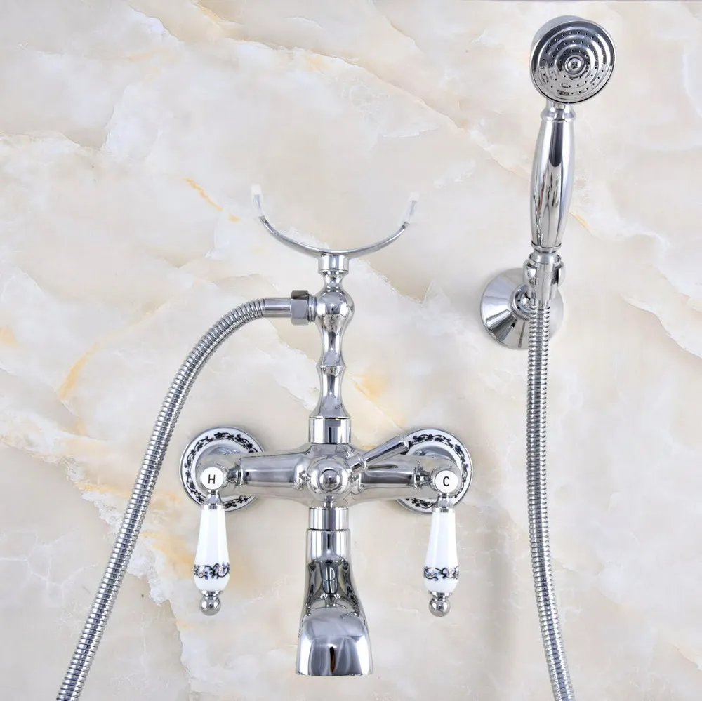 Polished Chrome Double Ceramic Handles Wall Mount Clawfoot Bathroom Tub Faucet Hand Shower Mixer Tap ana706
Polished Chrome Double Ceramic Handles Wall Mount Clawfoot Bathroom Tub Faucet Hand Shower Mixer Tap ana706