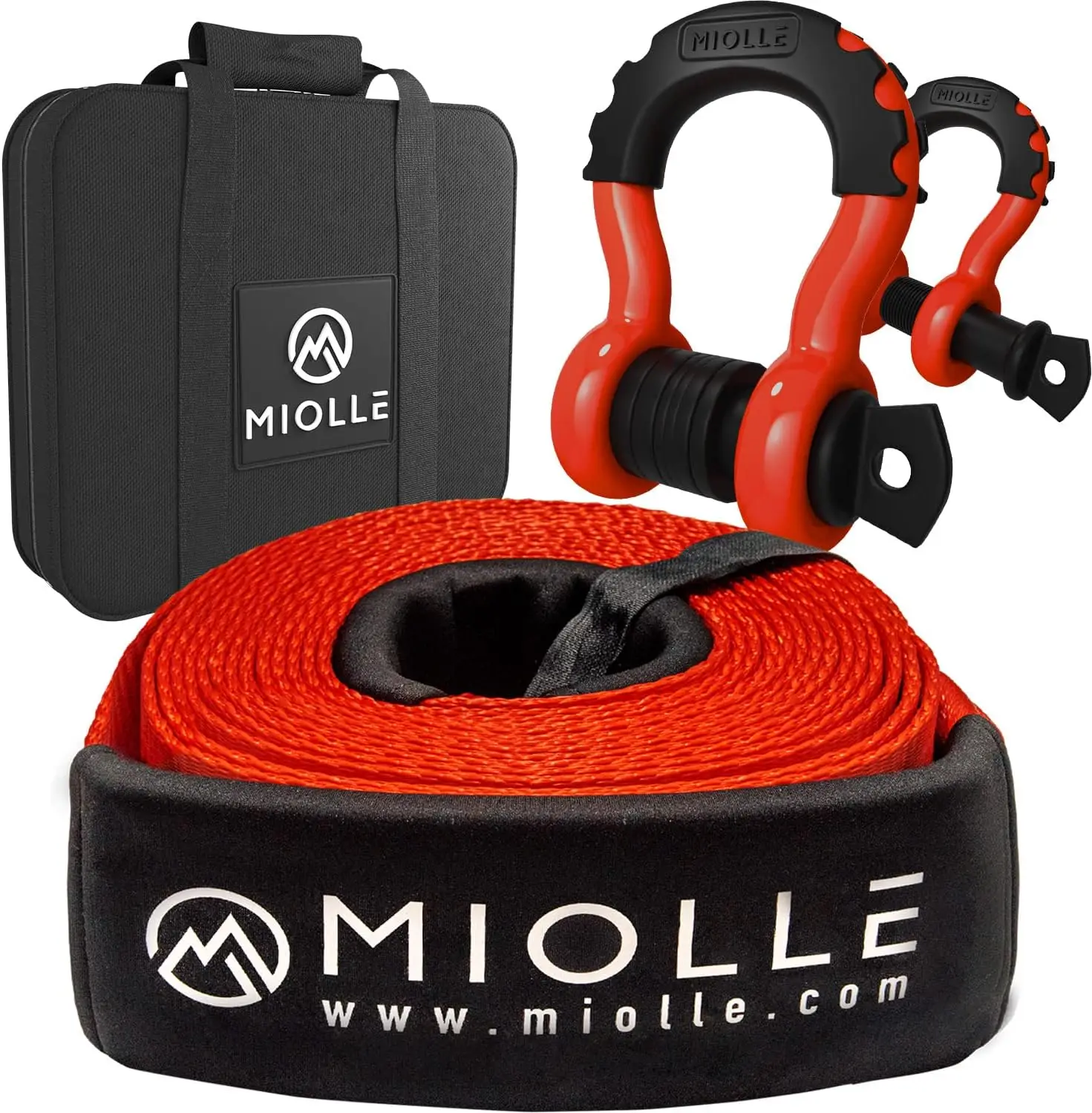 Heavy-Duty 4"x30' Recovery Tow Strap Kit with 45000lbs MBS, Includes Rope, Shackles & Case
Heavy-Duty 4"x30' Recovery Tow Strap Kit with 45000lbs MBS, Includes Rope, Shackles & Case