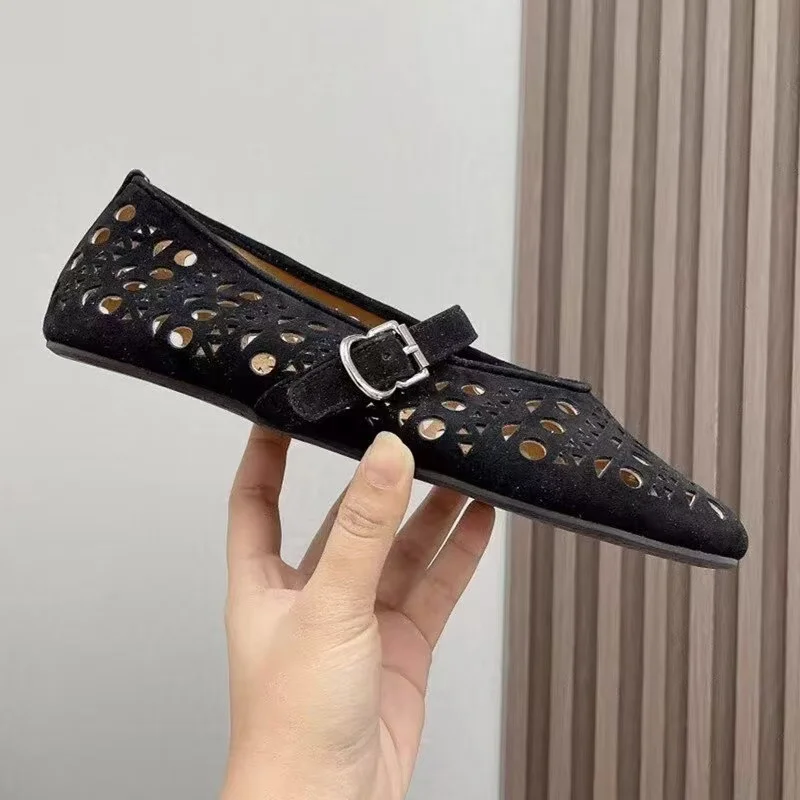 Fairy Buckle Strap with Suede Lace Dancing Shoes, Women's Fishing Net Hollowed Out, Flat Bottomed, Lizhen Single Shoes
Fairy Buckle Strap with Suede Lace Dancing Shoes, Women's Fishing Net Hollowed Out, Flat Bottomed, Lizhen Single Shoes