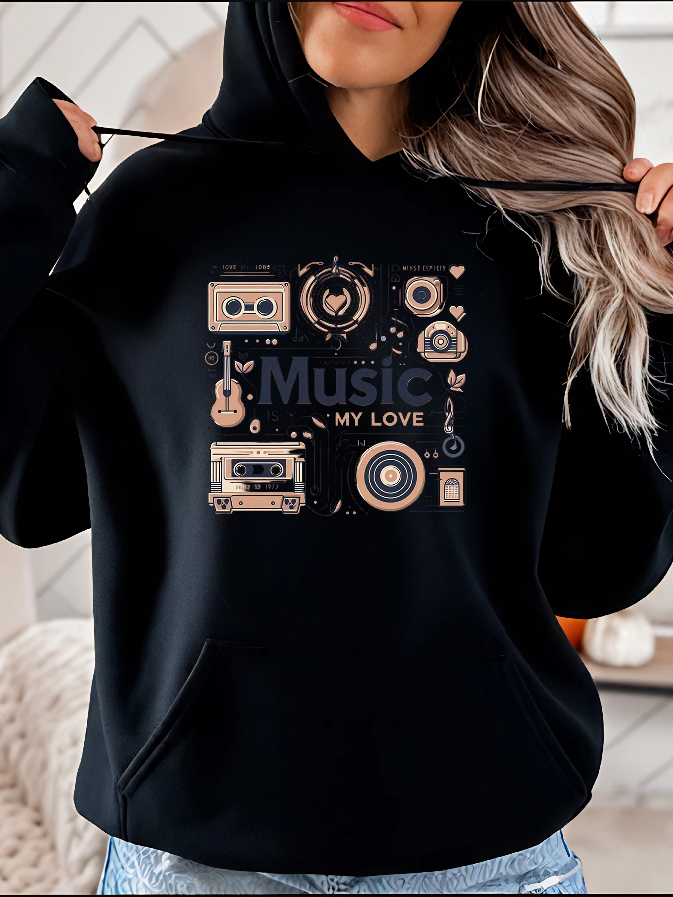 Толстовка с капюшоном Music My Love, винтажная кассета с гитарным принтом, повседневная толстовка, женская модная уличная одежда 280
Толстовка с капюшоном Music My Love, винтажная кассета с гитарным принтом, повседневная толстовка, женская модная уличная одежда 280