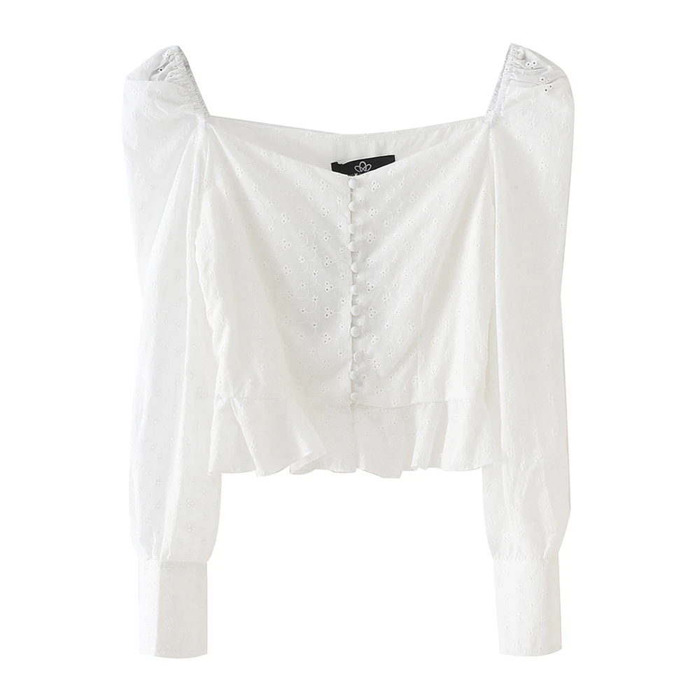 Summer ruffle button square collar blouse women Casual Cotton Shirt Summer long sleeve blusas top
Summer ruffle button square collar blouse women Casual Cotton Shirt Summer long sleeve blusas top