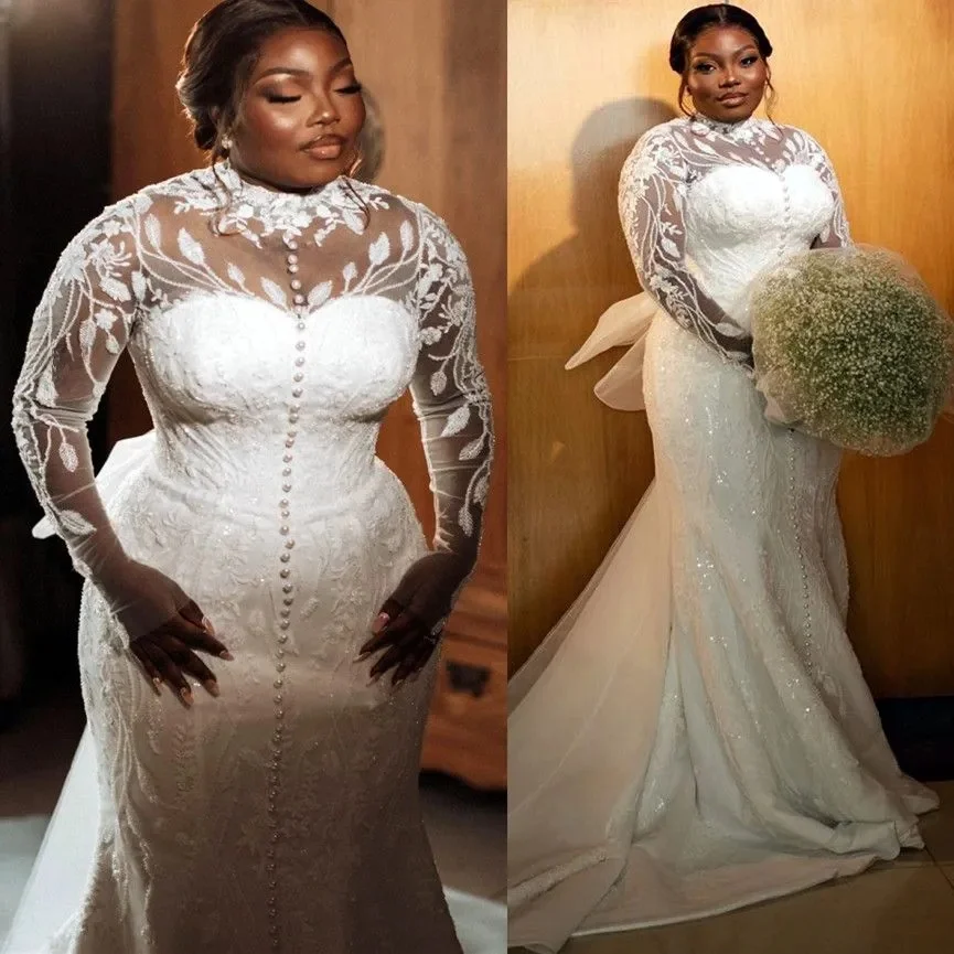 Customized Arabic White Mermaid Wedding Dress Sheer Neck Lace Beaded Pearls Bridal Gowns Dresses
Customized Arabic White Mermaid Wedding Dress Sheer Neck Lace Beaded Pearls Bridal Gowns Dresses