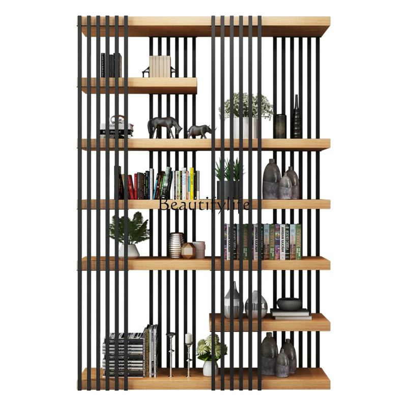 Nordic wrought iron partition rack simple modern office solid wood baffle multi-layer floor display bookshelf
Nordic wrought iron partition rack simple modern office solid wood baffle multi-layer floor display bookshelf