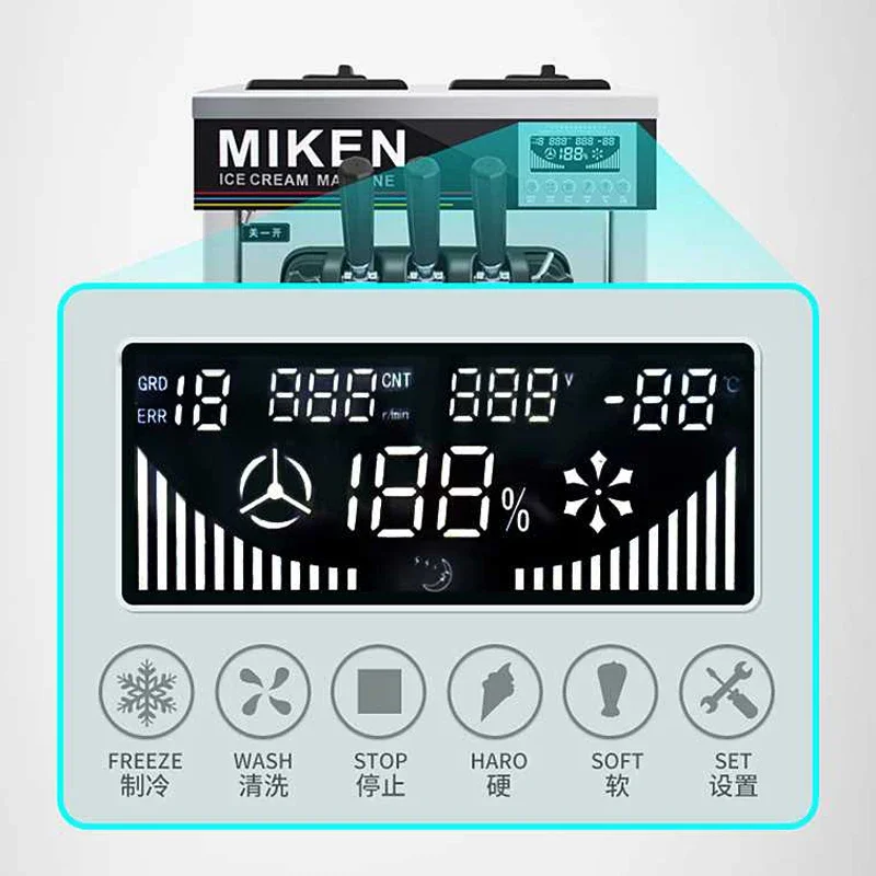Коммерческая машина для мягкого мороженого, 3 вкуса, 18-22 л/ч, машина для приготовления мягкого мороженого, 60 Гц, ЖК-панель, очистка в один клик
Коммерческая машина для мягкого мороженого, 3 вкуса, 18-22 л/ч, машина для приготовления мягкого мороженого, 60 Гц, ЖК-панель, очистка в один клик