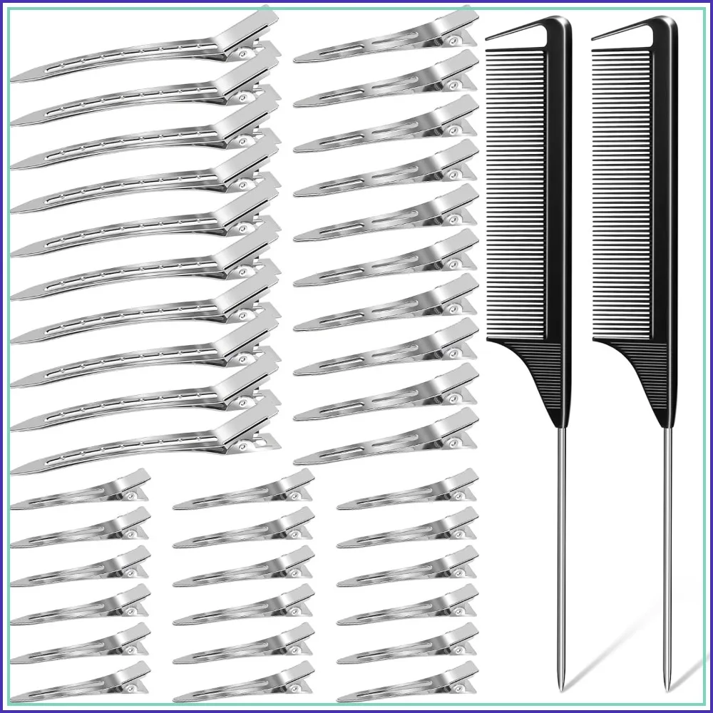 70PCS Metal Hair Styling Clips, No Crease Alligator Clips for Hair Rollers with 2 Parting Combs for Braids, Coloring and Styling
70PCS Metal Hair Styling Clips, No Crease Alligator Clips for Hair Rollers with 2 Parting Combs for Braids, Coloring and Styling