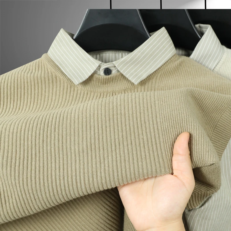 Мужской зимний свитер премиум-класса с эффектом двухслойности, воротником-поло, приталенный, для делового и повседневного стиля, осенний трикотажный топ, модный.
Мужской зимний свитер премиум-класса с эффектом двухслойности, воротником-поло, приталенный, для делового и повседневного стиля, осенний трикотажный топ, модный.